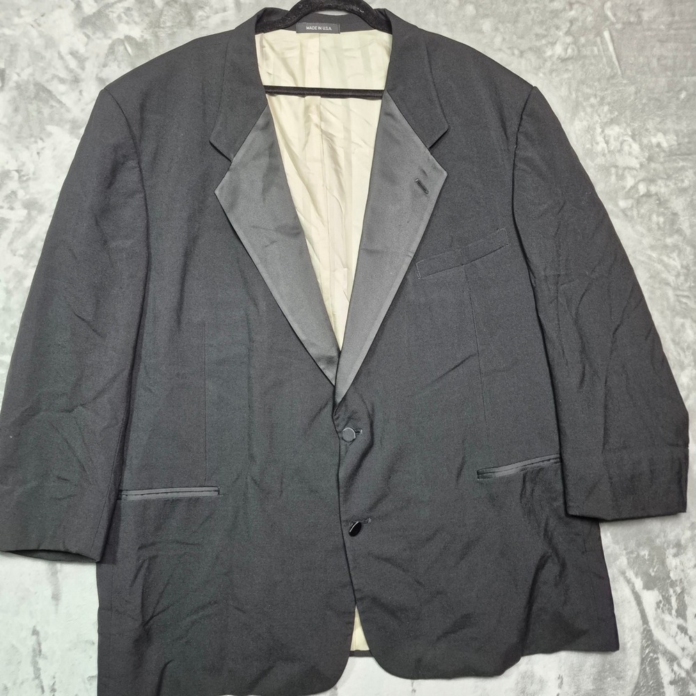 Chaps Ralph Lauren Mens Black Satin Peak Lapel Tuxedo Jacket Made in USA 1826